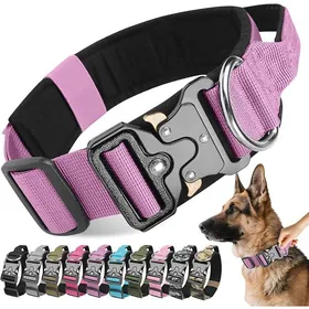 Comparer les prix de Collier Tactique pour Chien Réglable avec Poignée de Commande Résistant et Confortable Taille M Violet BRIDE