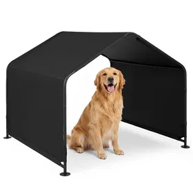 Meilleurs prix pour Niche dOmbre pour Chiens COSTWAY Maison pour Animaux de Compagnie avec Toit Imperméable Piquets pour Poules Lapins Bétail Noir