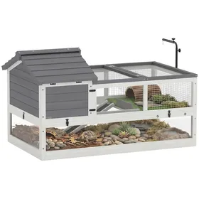 Comparer les prix de Maison pour tortues en bois terrarium extérieur 116 x 70 5 x 69 5 cm gris
