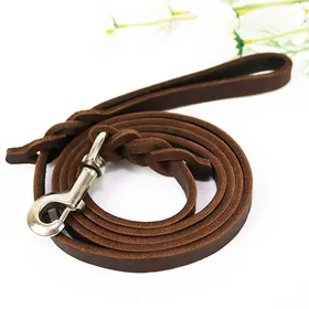 Comparer les prix de Laisse de chien en peau de vache - Phoesky - 210x1.5x0.4 cm - Marron - Épaissie - Mode - Convient aux chiens et chats