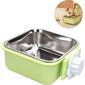Comparer les prix de Gamelle suspendue pour animaux - DEMA - 2 en 1 amovible - Acier inoxydable - Convient chiens chats lapins
