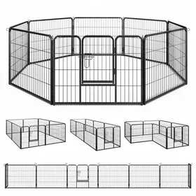 Meilleurs prix pour COSTWAY Barrière de Sécurité H60CM pour Chien 8 Panneaux, Parc Portable Pliable avec Porte, Intérieur Extérieur pour Jardin Camping