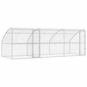 Comparer les prix de Chenil en acier galvanisé - vidaXL - 600x200x200 cm - Argent métallique - Système de loquet verrouillable