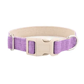 Comparer les prix de Collier pour animaux respirant - Phoesky - Réglable - Boucle en métal - Écologique - Lin doux - Pourpre - M - 27x3x4 cm