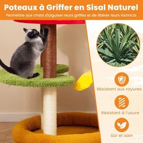 Comparer les prix de GIANTEX Arbre à Chat Forme Hamburger Hauteur 117 CM Arbre à Chat XXL Poteaux à Gratter en Sisal (Moyen)