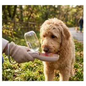 Comparer les prix de Gourde pour chien - EDEN - Takor Taupe - 2-en-1 eau & friandises - 460ml+100ml - Mousqueton