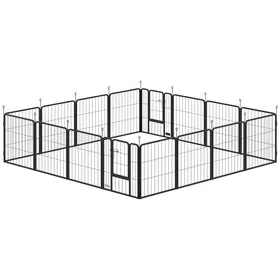 Comparer les prix de LIA Parc chien noir 16 panneaux clôture portable pliable sécurisé