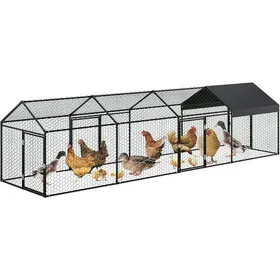 Meilleurs prix pour Grand poulailler en métal accessible 4 x 1 x 1 m -  TOYS SELLING -  Avec toit et 3 portes - Verrou stable