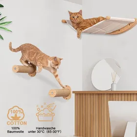 Meilleurs prix pour SUPFINE 53.5*46.5cm Arbre à Chat Mural - lit pour chat - Hamac mural - Couleur Bois Moderne Meubles d'intérieur pour Chats