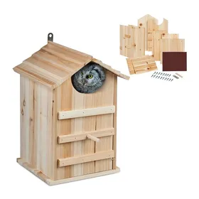 Meilleurs prix pour Relaxdays Nichoir d’extérieur pour chouettes en bois à suspendre trou d’envol H x L : 95 x 95 cm nature