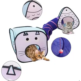 Comparer les prix de Tunnel pour chat tunnel de jouets pour chat et ensemble de cubes – Tube pliable interactif pour chat lapins chiots-UISAVE