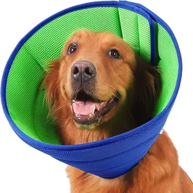Meilleurs prix pour Collerette souple transparente bleue ajustable anti-grattage pour chien cône respirant .