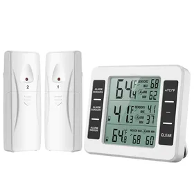 Comparer les prix de zhan-Thermomètre de Réfrigérateur avec Alarme - Thermomètre de Congélateur sans Fil Intérieur/Extérieur (2 Capteurs)