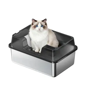 Comparer les prix de Garvee Bac à Litière XL Inox Chat  Semi-Fermé Anti-Odeur Anti-Fuite & Nettoyage Facile  Idéal Multi-Chats  Noir 60x40x22cm
