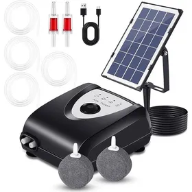 Meilleurs prix pour Aérateur de bassin solaire pompe à air de bassin solaire 3W avec 2 pierres à bulles d& 39 air 0 9L/MIN protection Noir