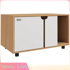 Comparer les prix de LIA Meuble litière chat sur pieds 2 en 1 scandinave naturel/blanc 80x48x48cm