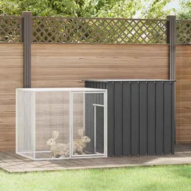 Comparer les prix de Clapier en acier galvanisé - vidaXL - 200x91x100 cm - Anthracite - Porte 465x85 cm - Ventilé - Sécurisé - Robuste