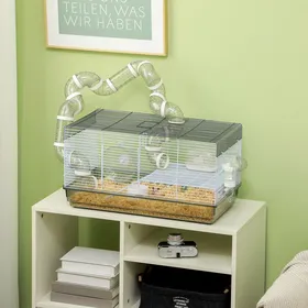 Meilleurs prix pour MOTHINESSTO2369-Cage hamster cage rongeur avec tunnel et accessoires inclus fil dacier 58 x 32 x 31 cm gris