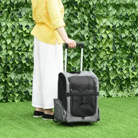 Meilleurs prix pour MOTHINESSTO5767-Sac de transport à roulettes pour chien 2 en 1 trolley chariot sac à dos pour chien chat avec poignée téléscopique