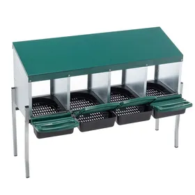 Comparer les prix de Pondoir Poules 4 Compartiments avec Pieds - Nichoir Automatique Récupération Œufs - Toit Incliné Métal Galvanisé