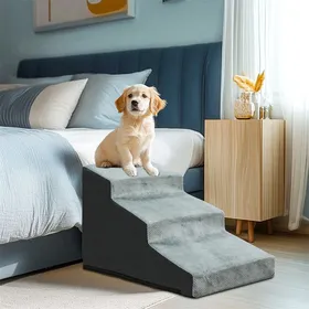 Comparer les prix de Escalier pour Animaux à 3 Marches Antidérapants - BingoPaw - en Éponge Haute Densité -  Conception en Pente Douce - Charge 27kg