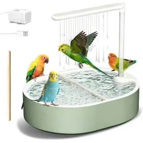 Comparer les prix de Douche pour Perruches Bain d’Oiseaux Automatique avec Pompe USB Silencieuse et Eau en Circulation Baignoire pour Cage