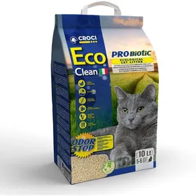 Meilleurs prix pour Litière chat Eco Clean Probiotic 10 L agglomérante aux probiotiques végétale orge jetable toilettes anti-odeur longue durée