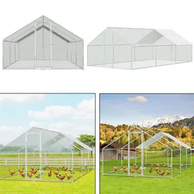 Meilleurs prix pour Yaskilosiu Enclos poulailler parc grillagé 3x6x2m avec serrure de sécurité et tissu PE imperméable clôture en métal POULAILLER