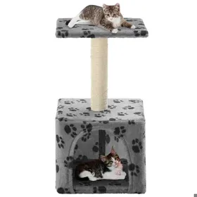 Comparer les prix de SALE 2026 Meuble pour chats Gris - Arbre à chat avec griffoirs en sisal 55cm Gris Motif de pattes PRO315549666