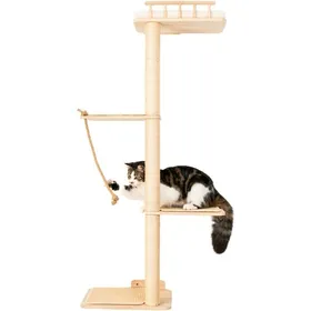 Comparer les prix de Arbre À Chat Mural En Bois Naturel  Tour DEscalade 132 Cm Avec Poteau Grattoir Larges Plateformes & Perchoir  Étagère[ARB119]