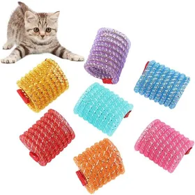 Meilleurs prix pour ®RisingFF Lot de 5 jouets à ressort pour chat jouets interactifs colorés pour chaton jouets à mâcher rétractables amusants