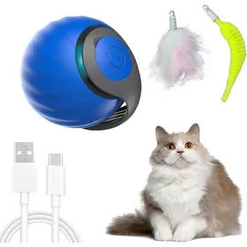 Meilleurs prix pour Balle interactive pour chat jouet à mouvement automatique avec queue en plumes - Bleue