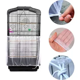 Comparer les prix de Housse cage oiseau en nylon filet lavable XL 35cm - circonférence 170-200cm attrape graines (Blanc) Label