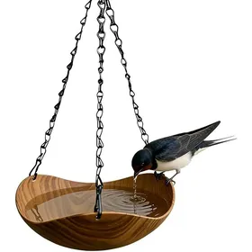 Meilleurs prix pour Bain d& 39 oiseaux pour jardin  Abreuvoir décoratif vintage en bois - Plateau pour nourrir les oiseaux sauvages  Pour Vol NICHOIR