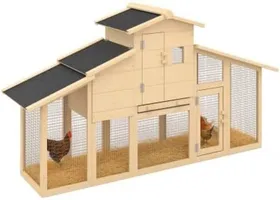 Comparer les prix de Poulailler avec pondoir et clapier Double XXL en Bois