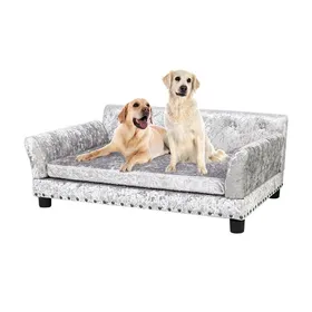 Meilleurs prix pour Canapé pour Chien Grande Taille - Lit Surélevé pour Grand Chien de Luxe Déhoussable XXL en Cuir 96x70x40cm