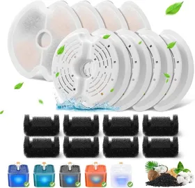 Comparer les prix de Filtre Fontaine Eau Chat,8 pièces de Filtre de Rechange pour Fontaine pour Chat 67oz/2L avec éclairage Nocturne LED,8 Filtres 2L