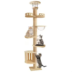Meilleurs prix pour Arbre à chat du sol au plafond Tour réglable en Hauteur 6 Niveaux avec Capsule Spatiale et nid mobilier de Repos