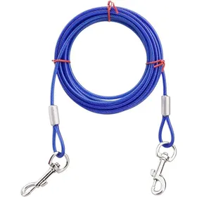 Comparer les prix de Câble d’attache pour chien de 10 pieds avec crochet pivotant à 360 degrés pour chiens jusqu’à 100 lb (Bleu)