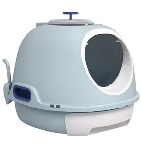 Meilleurs prix pour Bac À Litière Chat Avec Puits De Lumière - Bac Inférieur Intégré Et Pelle Incluse - Portable PP&ABS - 47x55x44 Cm - Bleu Marine