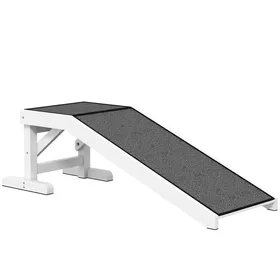 Comparer les prix de Rampe pour animaux avec tapis antidérapant échelle pour animaux (jusquà 30 kg) pin polyester blanc + gris 125 x 40 x 355 cm