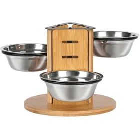 Meilleurs prix pour Gamelles surélevées pour Chats Distributeur de Nourriture et deau pour Animaux de Compagnie avec Support en Bois pour