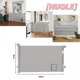 Comparer les prix de Barrière de sécurité rétractable avec chatière utilisation dune seule main 86 x 180 cm gris HUOLE