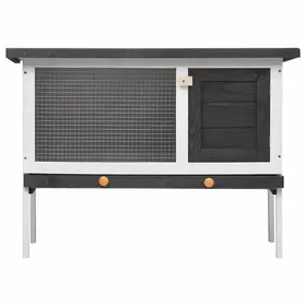 Meilleurs prix pour Clapier dextérieur 1 niveau - vidaXL - bois de sapin massif - gris et blanc - 38 x 77 x 41 cm - résistante aux intempéries bgf56x13