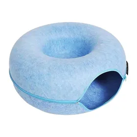 Comparer les prix de Nid Pour Chat Ronde Respirant Lavable Avec Fermeture Éclair Maison En Forme De Donut Bleu Jouet Tunnel Intérieur Sécurisé