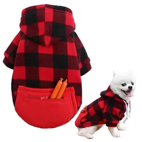 Meilleurs prix pour Vêtements pour chien - Veste zippée - Pull pour chien - À carreaux - À capuche - Sweat à capuche automne/hiver-XL