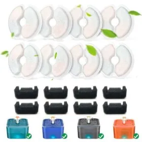Comparer les prix de Lot de 8 filtres de fontaine à eau pour chat + 8 filtres éponge charbon actif de 105 cm et résine de rechange pour fontaine pour