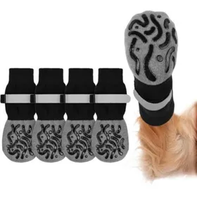Meilleurs prix pour Chaussettes antidérapantes pour chien - Unbrand - Lot de 4 - Noires - Taille L - 75 x 18 cm - Réglables - Double face