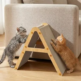 Comparer les prix de Griffoir Chat Forme A Grattoir Triangulaire 2-en-1 (Vertical et Plat) Carton Ondulé Réversible Double Face Planche Idéale Chato