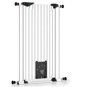 Meilleurs prix pour Barrière pour chien extra haute 107 cm – 133–143 cm – Chatière Auto-Close 3 fonctions – Métal – Mira – BOMI